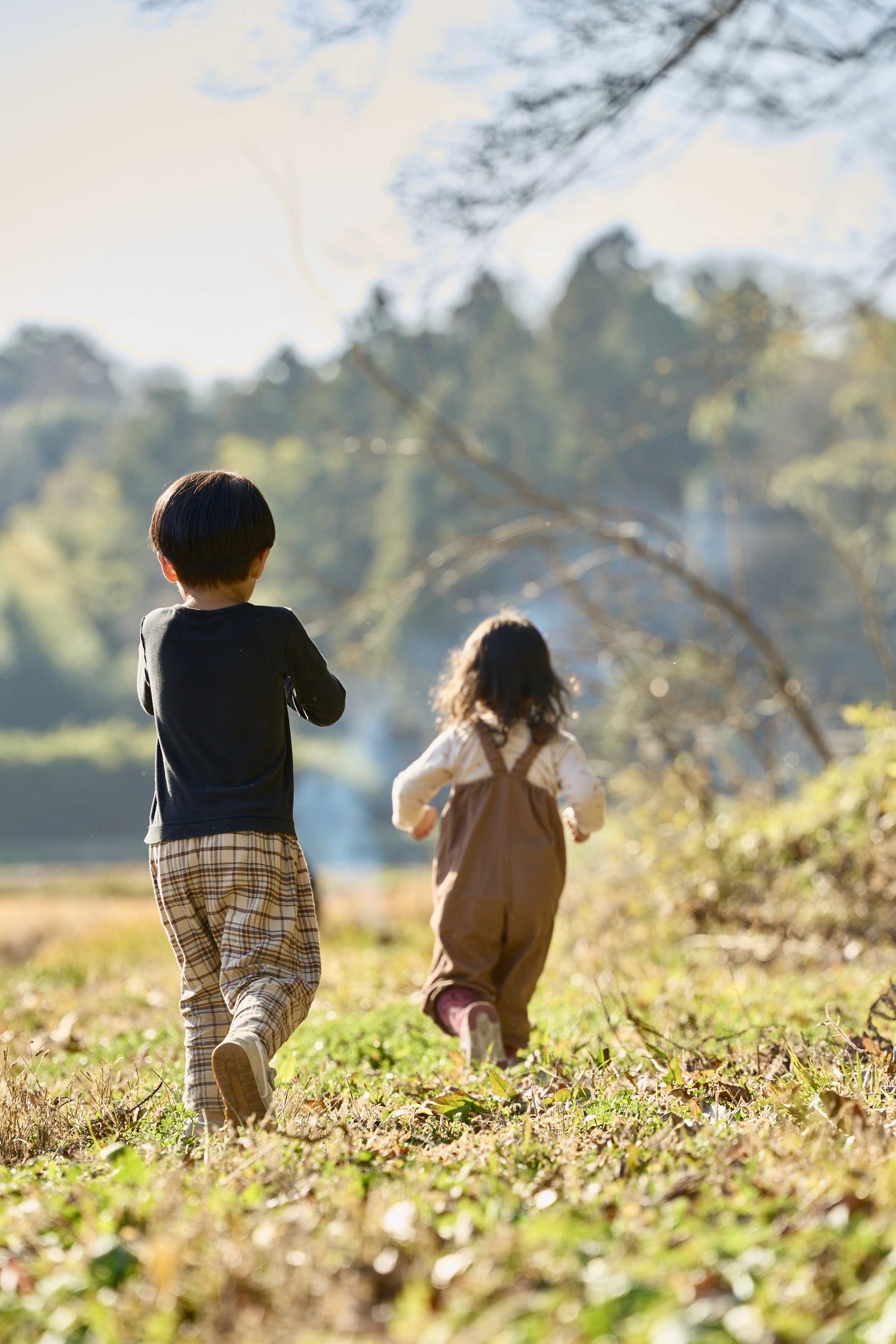 ビオ農縁の自然の中を歩く子どもたち